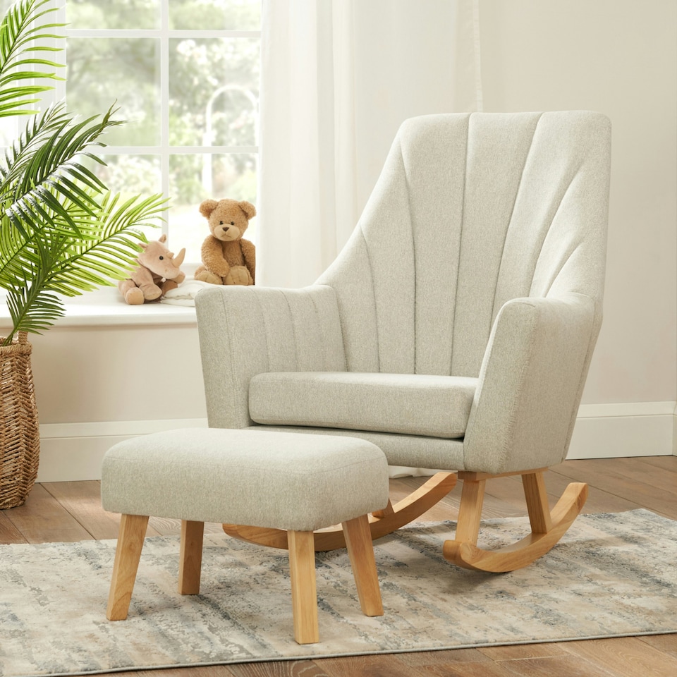 image 1 of Tutti Bambini Jonah Rocking Chair & Foot Stool - Pebble