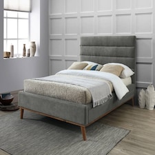 5ft King Size Light Grey Soft Velvet Fabric Upholstered Bed Frame Bedstead