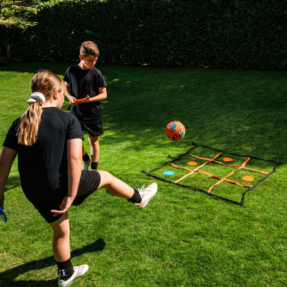 image 1 of Football Flick Urban Tekkers Pack 4-in-1 training equipment and game - Football Tic-Tac-Toe - Mini Football Goal- two passing hoops