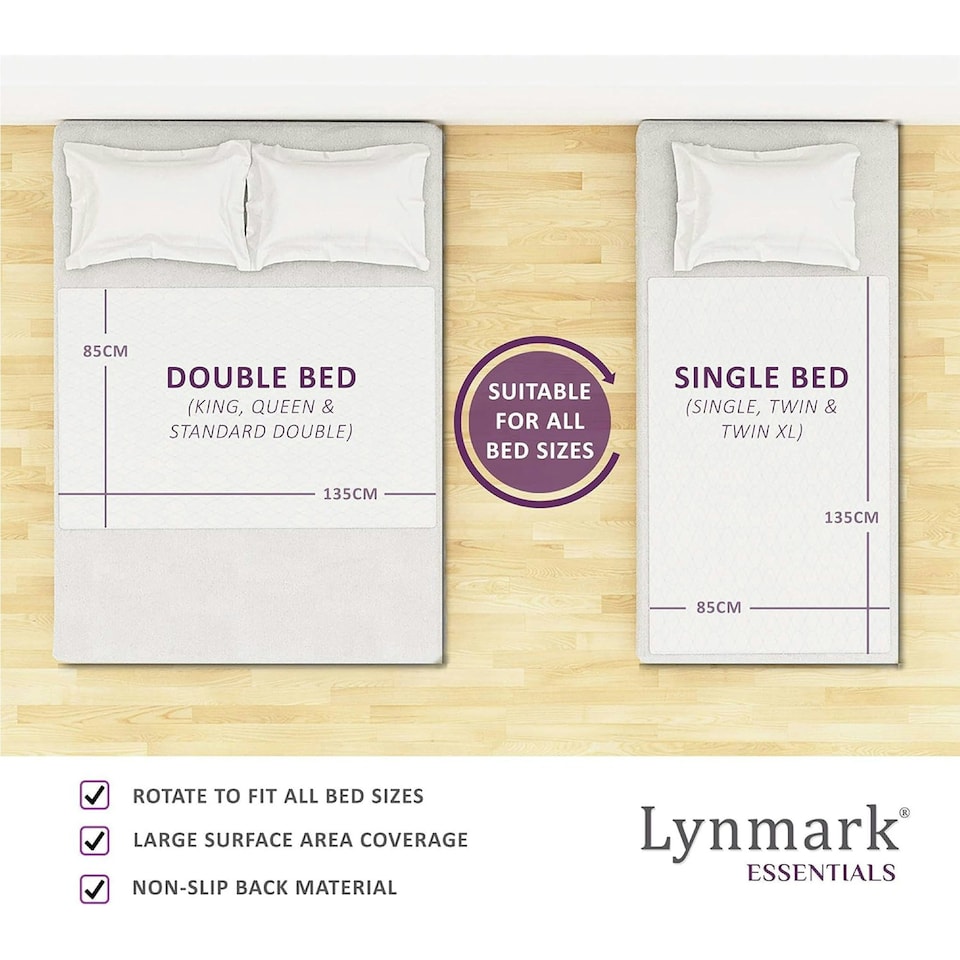image 1 of Lynmark® Incontinence Bed Pads Non Slip - Washable, Absorbs 2L, 135 x 85cm White | 1 pack | Double