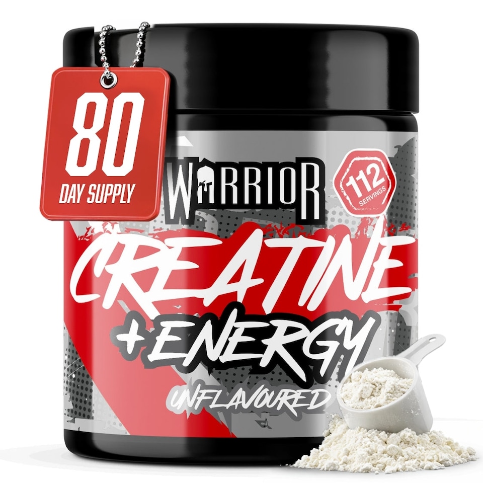 image 1 of Warrior Creatine + Energy – 3g Creatine, 80mg Caffeine & B-Vitamins for Strength, Focus & Stamina – Blue Razz, 360g (112 Servings)
