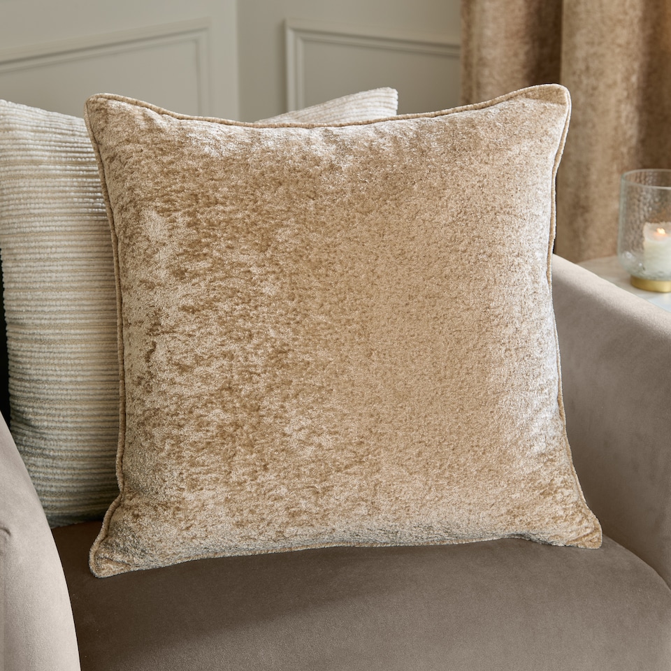 image 1 of Paoletti Lustre Velvet Cushion | Cream | Champagne