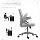image 4 of Vinsetto Mesh Office Chair, Swivel Task Desk Chair with Lumbar Back Support, Flip-Up Arm, Adjustable Height for Home Office, Grey