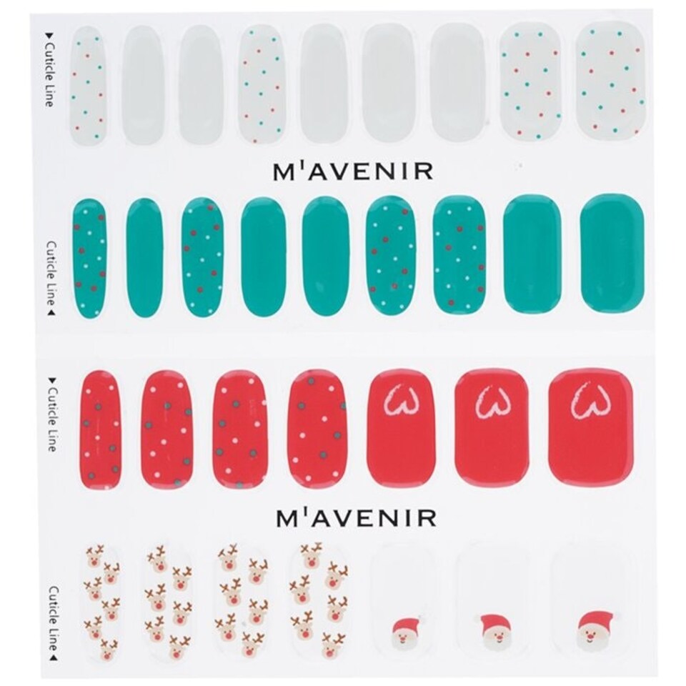 image 1 of Nail Sticker (assorted Colour) - # Lovely Deer Santa Nail - 32pcs Multi