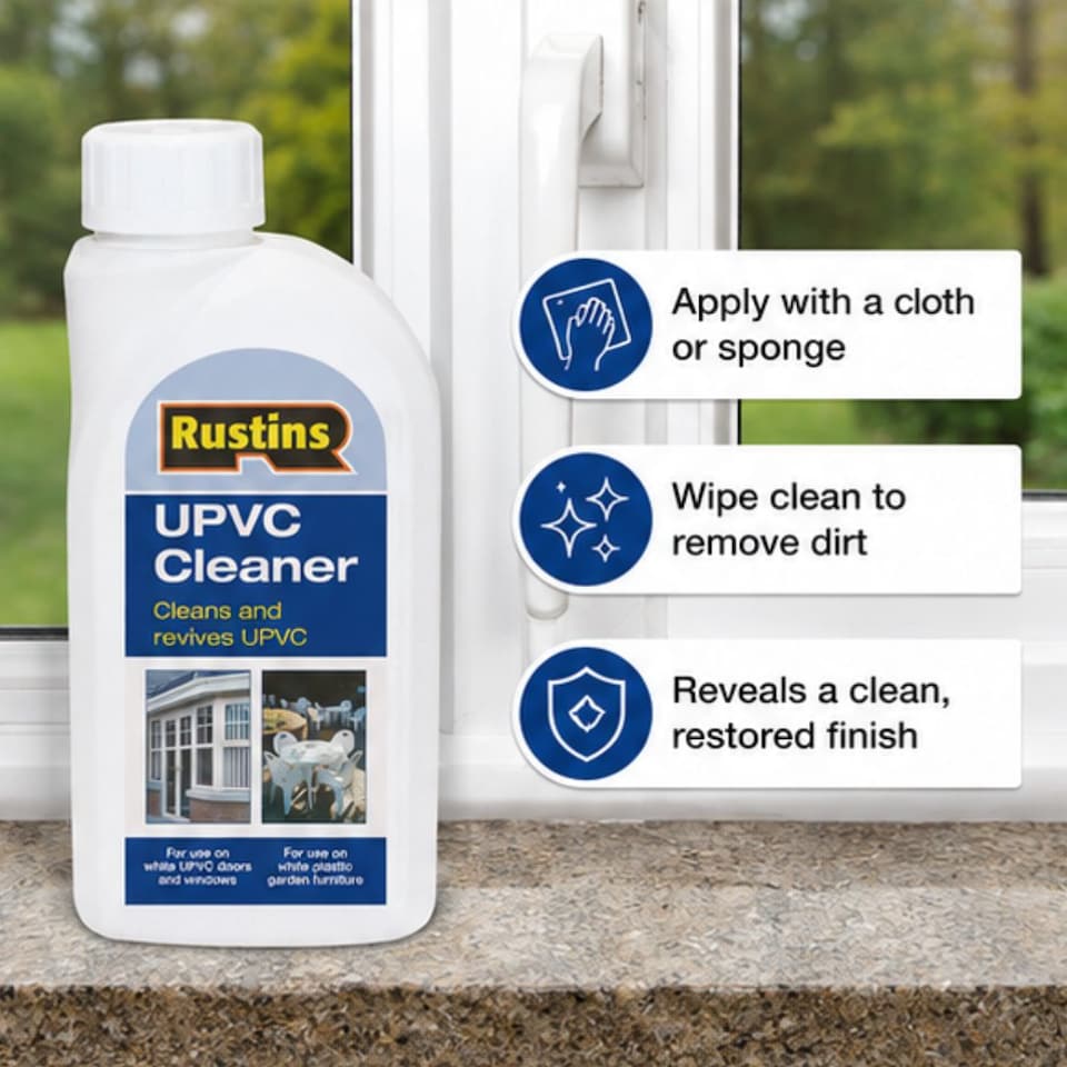 image 1 of Rustins UPVC Cleaner 500ml Removes Stubborn Stains Restores Shine