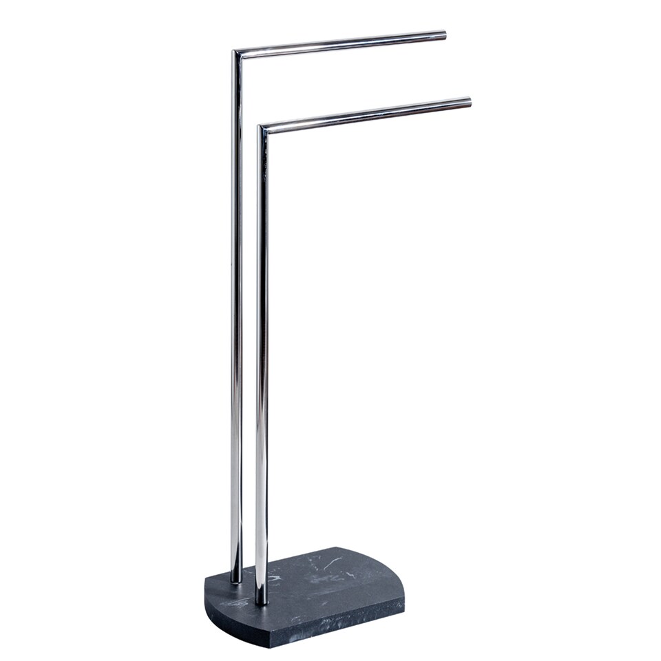 image 1 of Showerdrape Octavia Grey Marble & Chrome Freestanding Towel Stand | Grey | 1