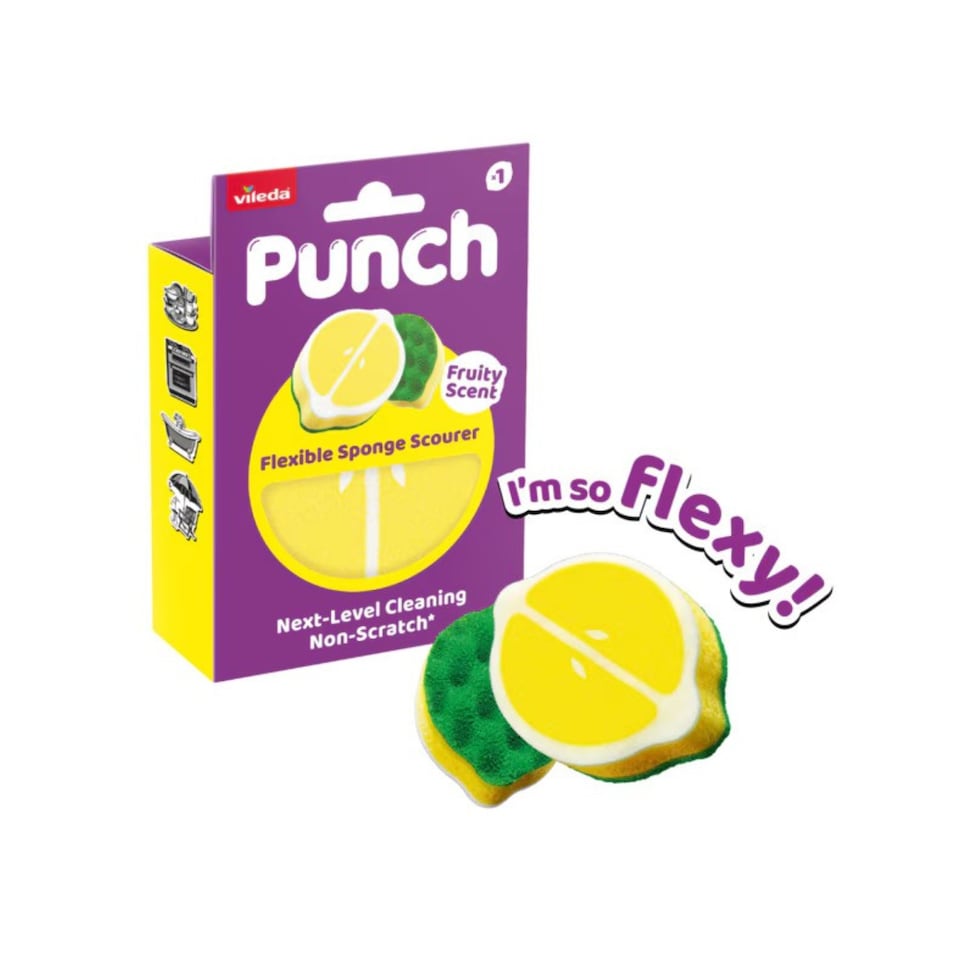 image 1 of Vileda Punch Lemon Multi Purpose Sponge Scourer Kitchen Cleaning Pad