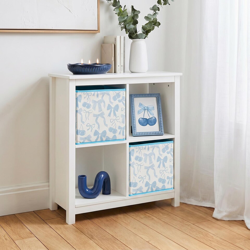image 1 of OHS 2 x Bows Storage Box Folding Cube Shoe Toy Organiser