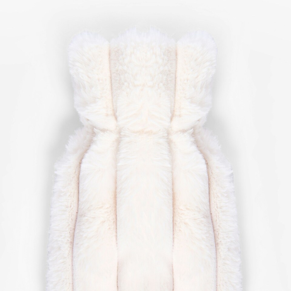 image 1 of OHS Extra Long Hot Water Bottle & Soft Plush Faux Fur Ribbed Cover - Cream