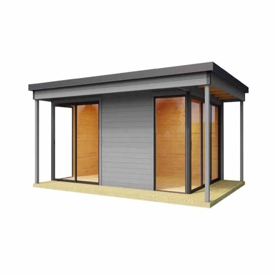 image 1 of Domeo 3 v2 + Domeo 3 v2 AL. pakk-Log Cabin, Wooden Garden Room, Timber Summerhouse, Home Office - L608.4 x W418.9 x H239.4 cm Brown