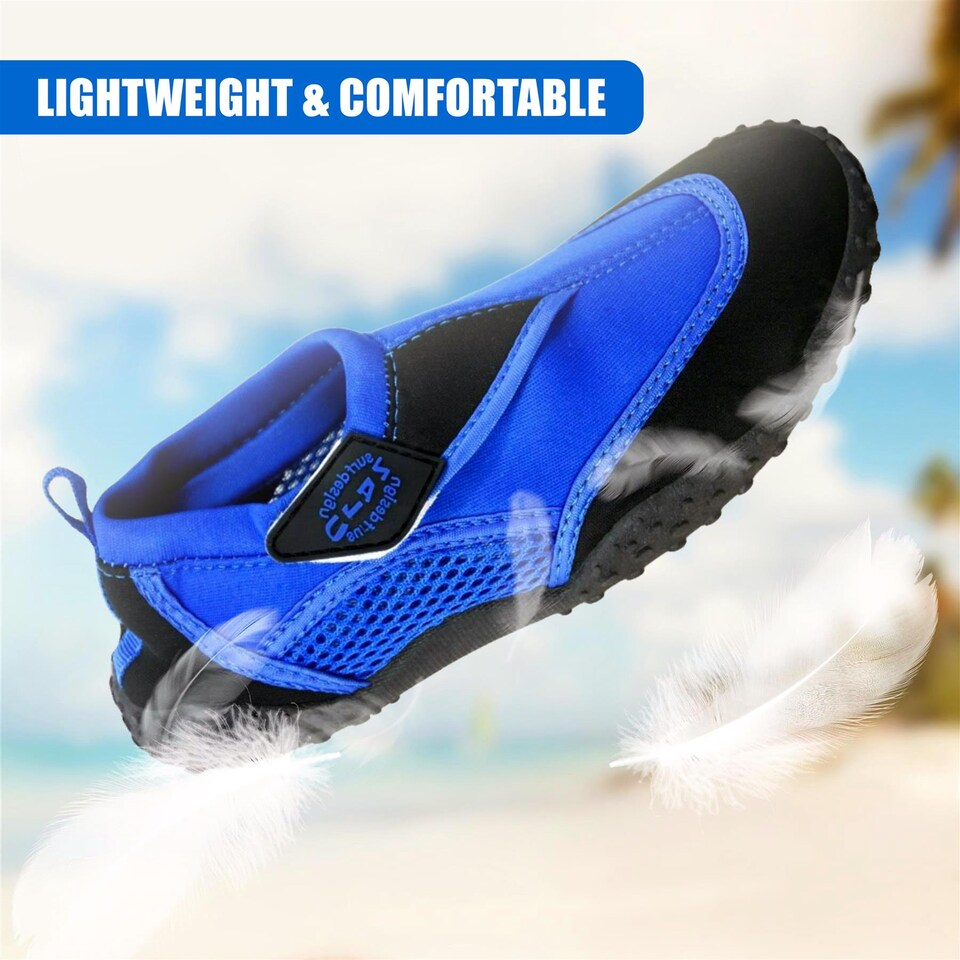 image 1 of GEEZY Aqua Water Shoes, Unisex, Beach Surfing - Blue & Black, UK Adult 11
