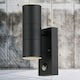 image 8 of Set of 2 Blaze - Black Outdoor Up Down Motion Sensor Wall Lights | Black | Clear | 2