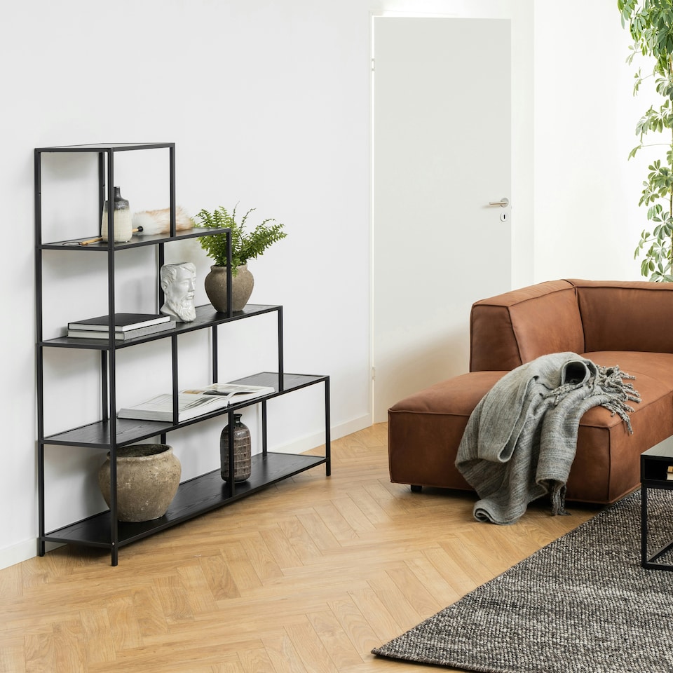 image 1 of Seaford Bookcase with 4 Shelves and 1 Drawer in Black