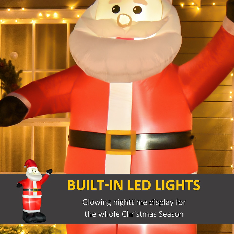 image 1 of HOMCOM 8ft Inflatable Christmas Santa Claus Xmas Decoration with LED Holiday Air Blown Yard Outdoor Decor