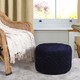 image 2 of Round Velvet Pouffe Soft Woven Designer Ottoman Stool Grey