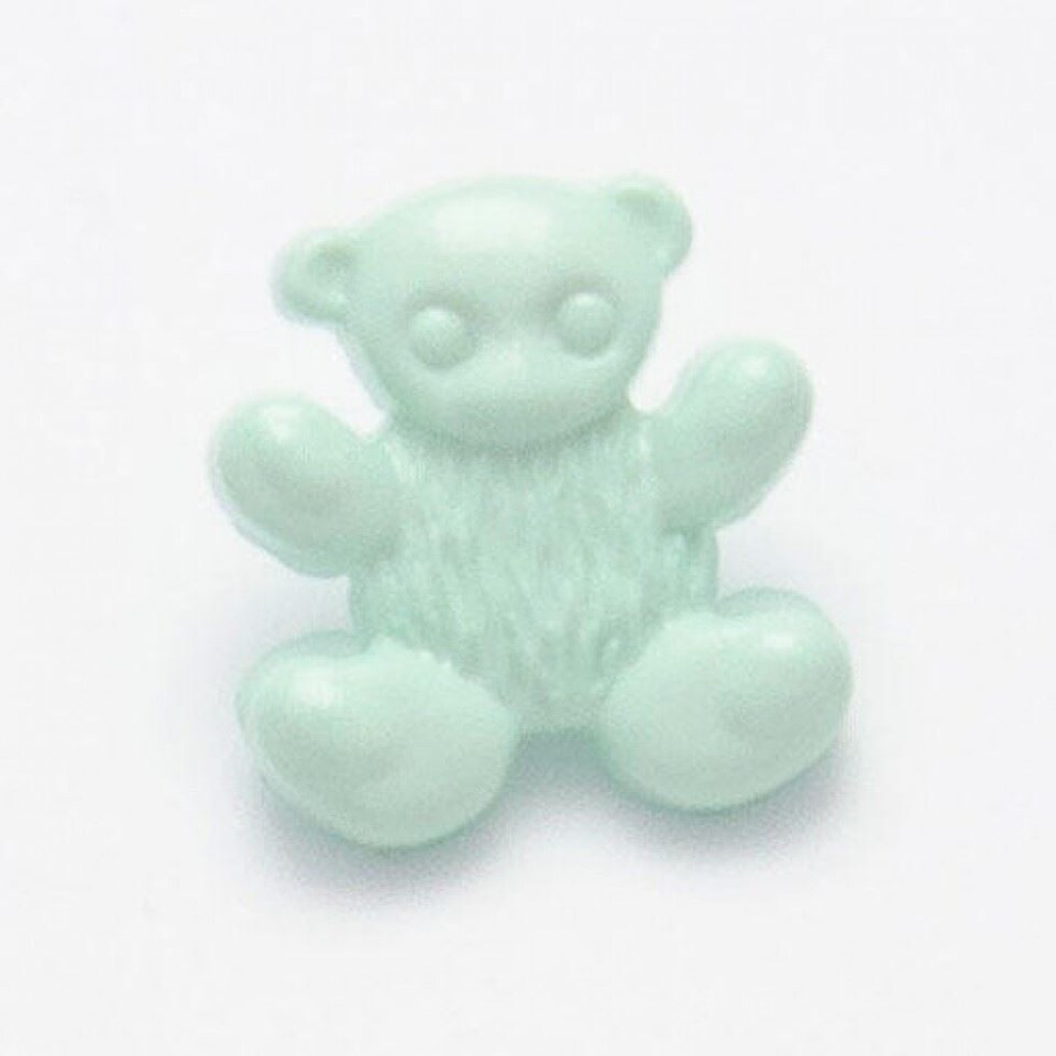 Minerva Mint Green Teddy Bear Buttons for Dressmaking - 15mm - per value pack of 100