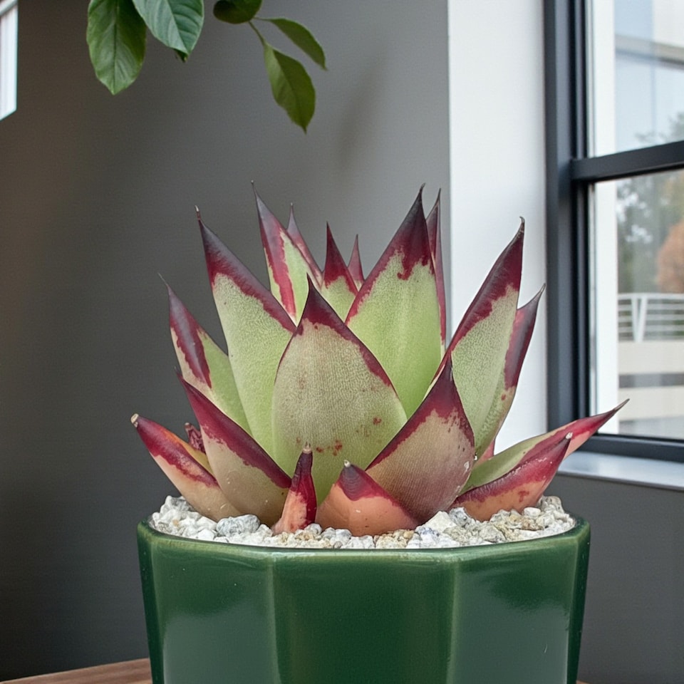 image 1 of Echeveria Agavoides Ebony in 8.5cm Pot - Ebony Wax Agave Variegated Succulent Houseplant