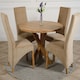 image 2 of Oregon Round Oak Dining Table with Lola Fabric Chairs Brown