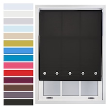 FURNISHED Roller Blinds with Chrome Round Eyelets and Metal Fittings Cut to Size Sheer Window Shade | Black | Black | (W) 120cm x (L) 165cm