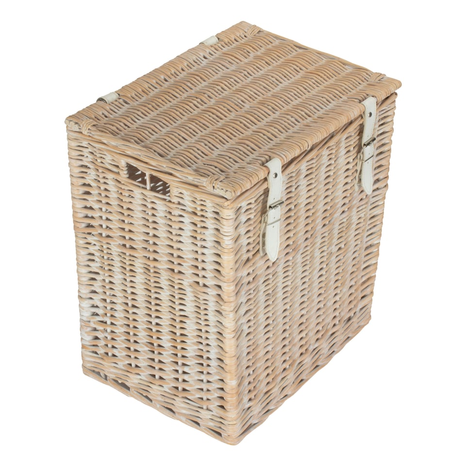 image 1 of Wicker Small White Wash Vintner Storage Picnic Basket Brown | Brown | One Size