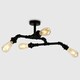 image 2 of ValueLights Industrial Style 4 Way Black Pipework Angular Ceiling Light