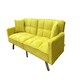 image 1 of Sofa Bed 2 Seater Yellow Velvet Click Clack Sofa Settee Recliner Couch with Metal Legs with 2 Pillows Yellow