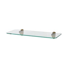 Harbour Housewares Rounded Floating Glass Shelf - 40cm - Metallic Brackets - Bathroom Shower Storage Vanity Display Unit Shelf | Gold | Gold | 1