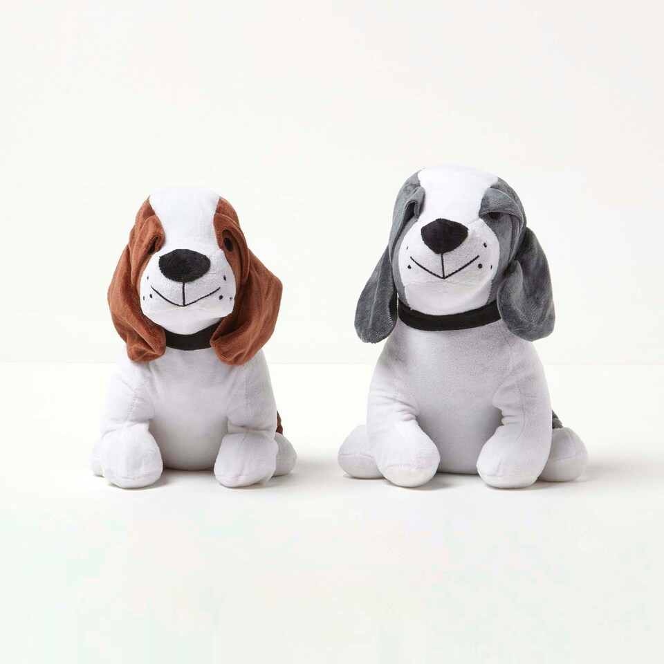 image 1 of Homescapes Set of 2 Brown and Grey Dog Doorstops