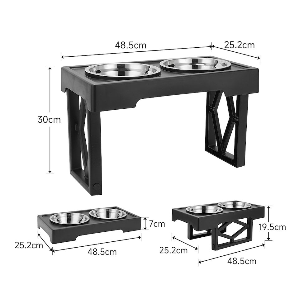 image 1 of Living and Home Adjustable Height Pet Bowl for Dogs & Cats – Ergonomic, Non-Slip Feeding Station | Black