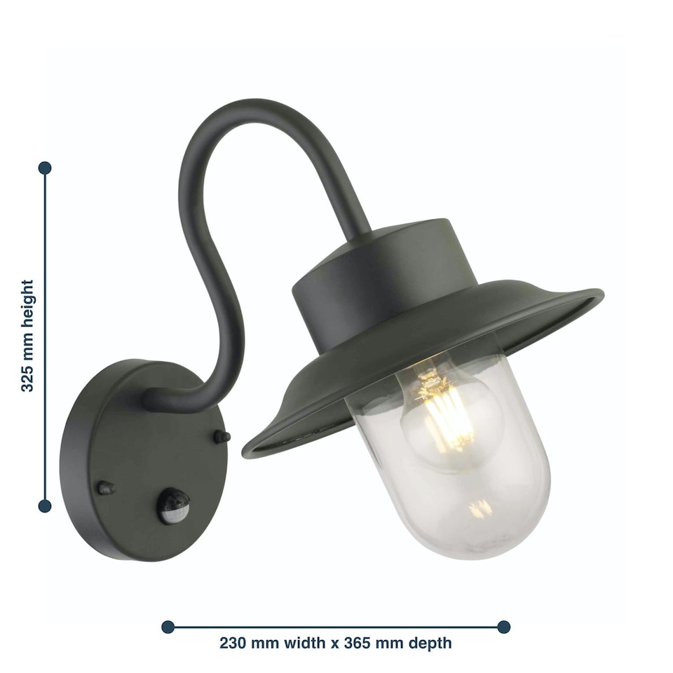image 1 of Set of 2 Montford - Black Motion Sensor Outdoor Wall Lights | Black | Clear | 2