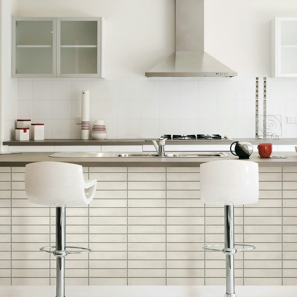 image 1 of NuWallpaper NU2238 Mid-Century Brick Peel & Stick Wallpaper, White Multi