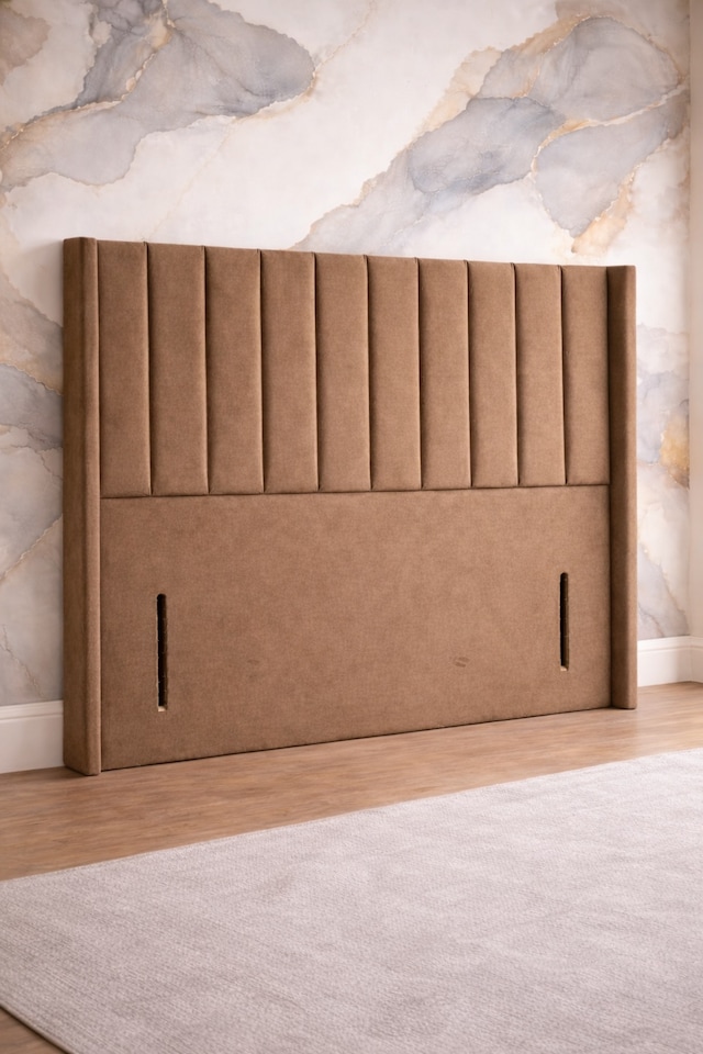 image 1 of Beige Plush Panel Wing 54inch Floorstanding 4FT Headboard