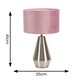 image 3 of ValueLights Jax Silver Metal Touch Dimmer Table Lamp with Blush Pink Velvet Shade
