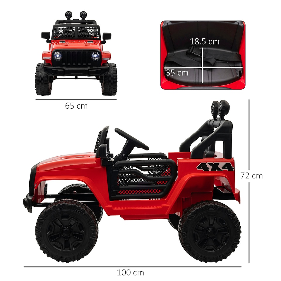 image 1 of HOMCOM 12V Kids Electric Ride On Car Truck Off-road Toy W/ Remote Control Red