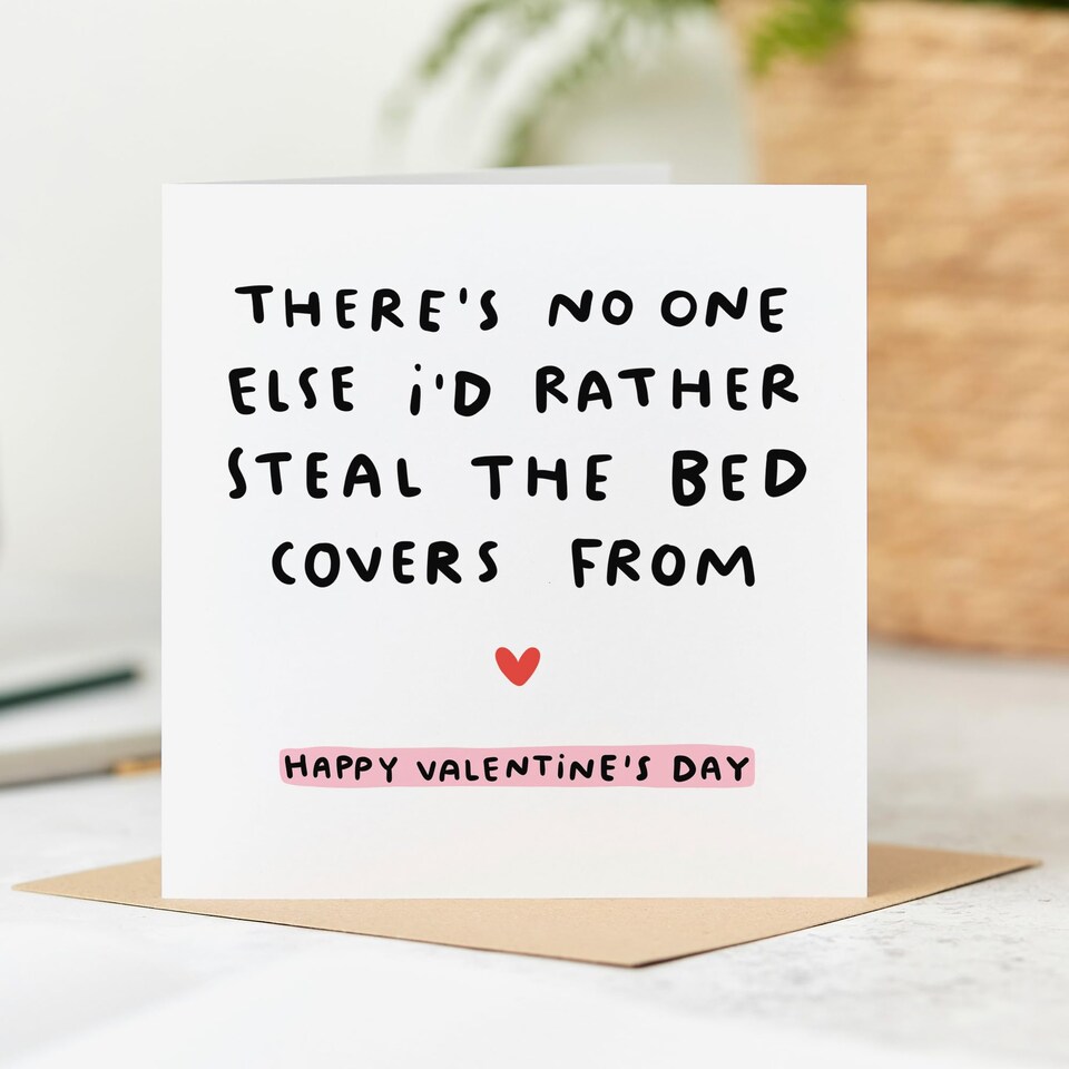 image 1 of Steal The Bed Covers Valentine's Day Card, Funny Valentine's Card, For Husband, Wife, Boyfriend, Girlfriend