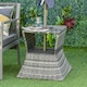 image 2 of Outsunny Rattan Wicker Tea Coffee Table w/ Umbrella Hole and Storage Space Grey