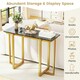 image 9 of COSTWAY Console Table Faux Marble Entryway Table Gold