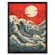 image 1 of Red Sunset Clouds Storm Japanese Great Wave Off Black Framed Wall Art Print A4