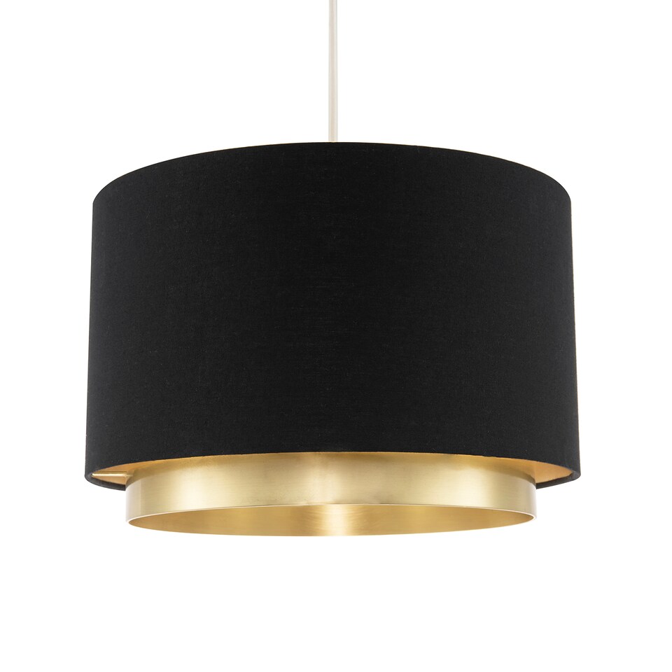 Modern Drum Lampshade With Brushed Gold Lining - For Ceiling, Table, Or Floor Lamps 5 thumbnail image
