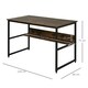 image 7 of HOMCOM 2-Tier Writing Desk Metal Frame Smooth Shelves Storage Shelf Rustic Brown