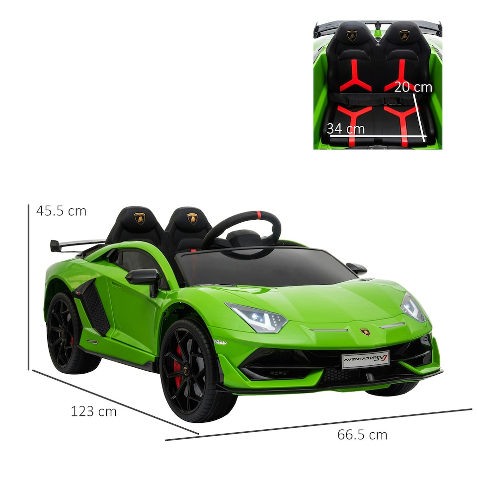 image 1 of HOMCOM Lamborghini SVJ 12V Ride-On Car w/ Lights Music Remote 3-8 Yrs Green
