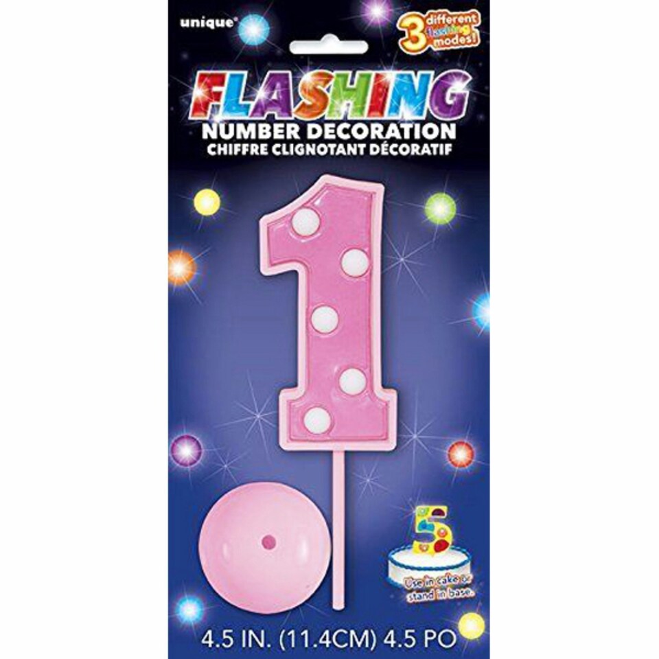Unique Party Flashing Number Birthday Decoration - Pink - One Size