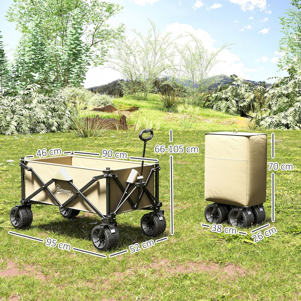 image 1 of Outsunny Foldable Garden Cart, Outdoor Utility Wagon with Carry Bag, Camouflage