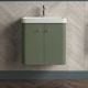 image 7 of Balterley Curve Modern Bathroom Wall Hung 2 Door Vanity Unit Basin | Green | Satin Green