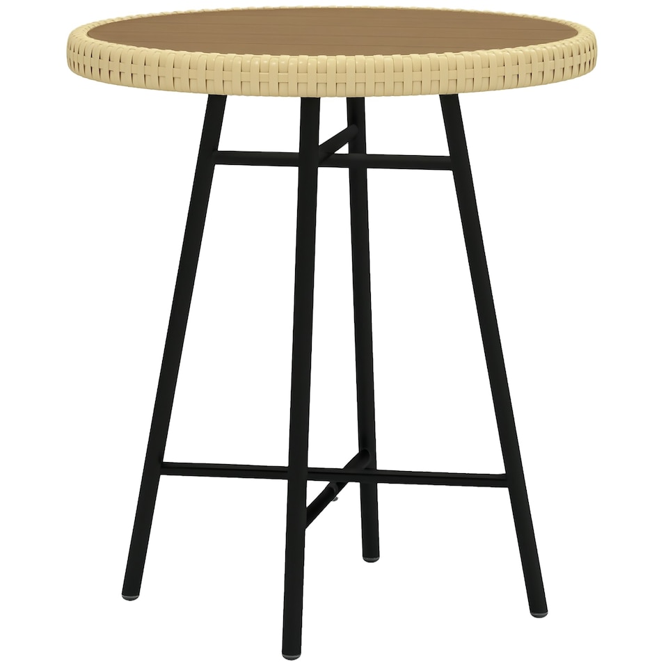image 1 of Outsunny PE Rattan Side Table for Indoor, Outdoor, Balcony, Patio, Grey