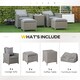 image 3 of Outsunny 5 PCs Outdoor Rattan Lounge Sofa Footstool Cooler Bar Coffee Table Set | Grey | Grey
