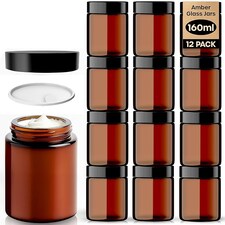 Cosmetic Amber Glass Jar Set - UV Protection for Powder, Lotion and Cream