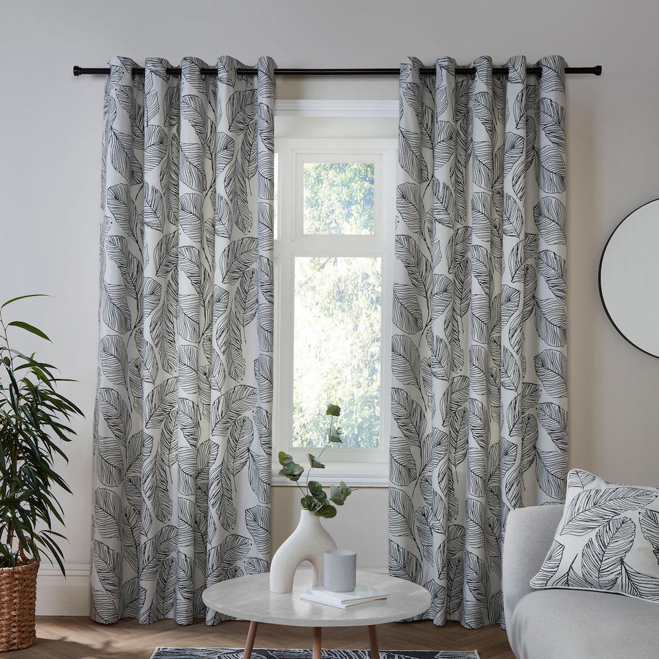 image 1 of Fusion Matteo Eyelet Curtains Black