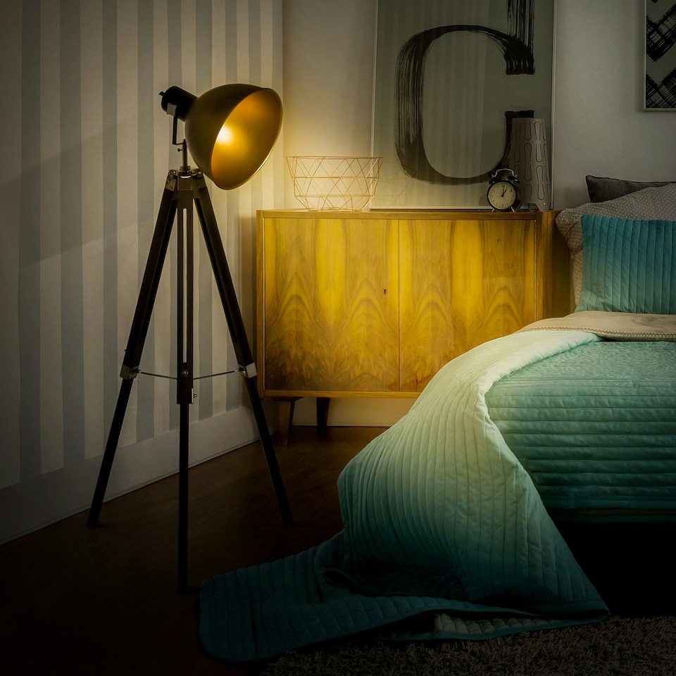 image 1 of HOMCOM Stand Floor Lamp Tripod Light Livingroom Studio Dome Shade Retro Style
