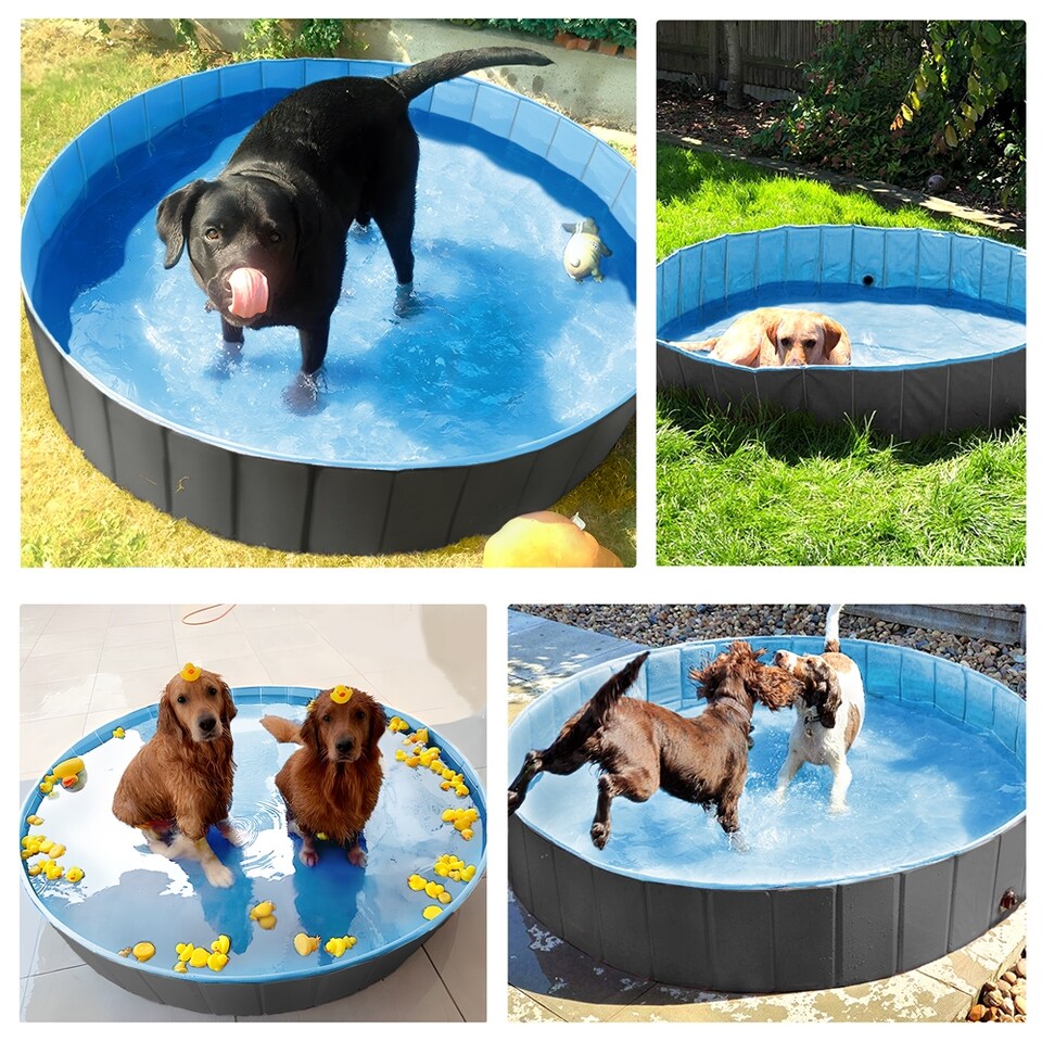 image 1 of Yaheeetch 140 cm Foldable Pet Pool for Garden Beach Yard Home Use-Black XL | Black | Black | 1